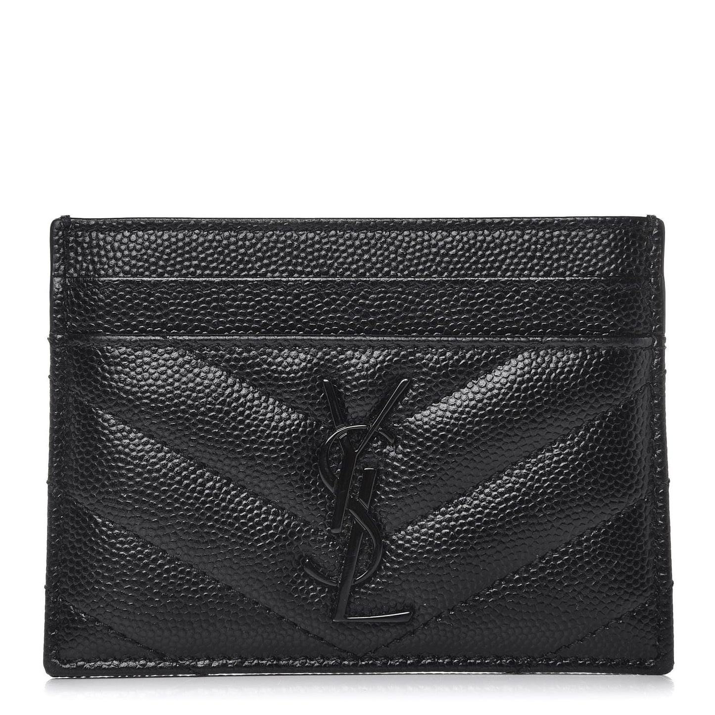Grain De Poudre Matelasse Chevron Monogram Credit Card Case Black