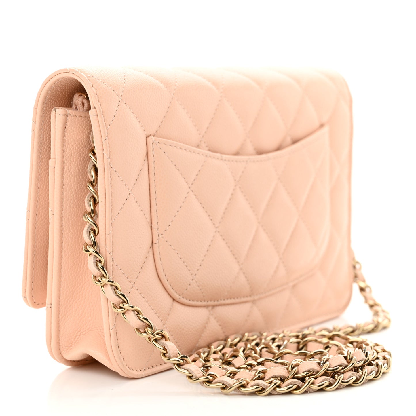 Caviar Quilted Wallet on Chain WOC Light Pink
