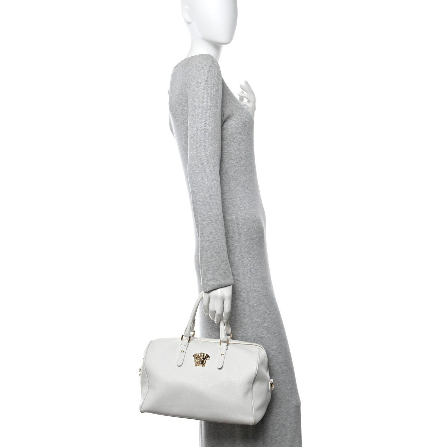 Versace Grained Calfskin Palazzo Bowler White 2 of 13