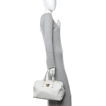 Versace Grained Calfskin Palazzo Bowler White 2 of 13