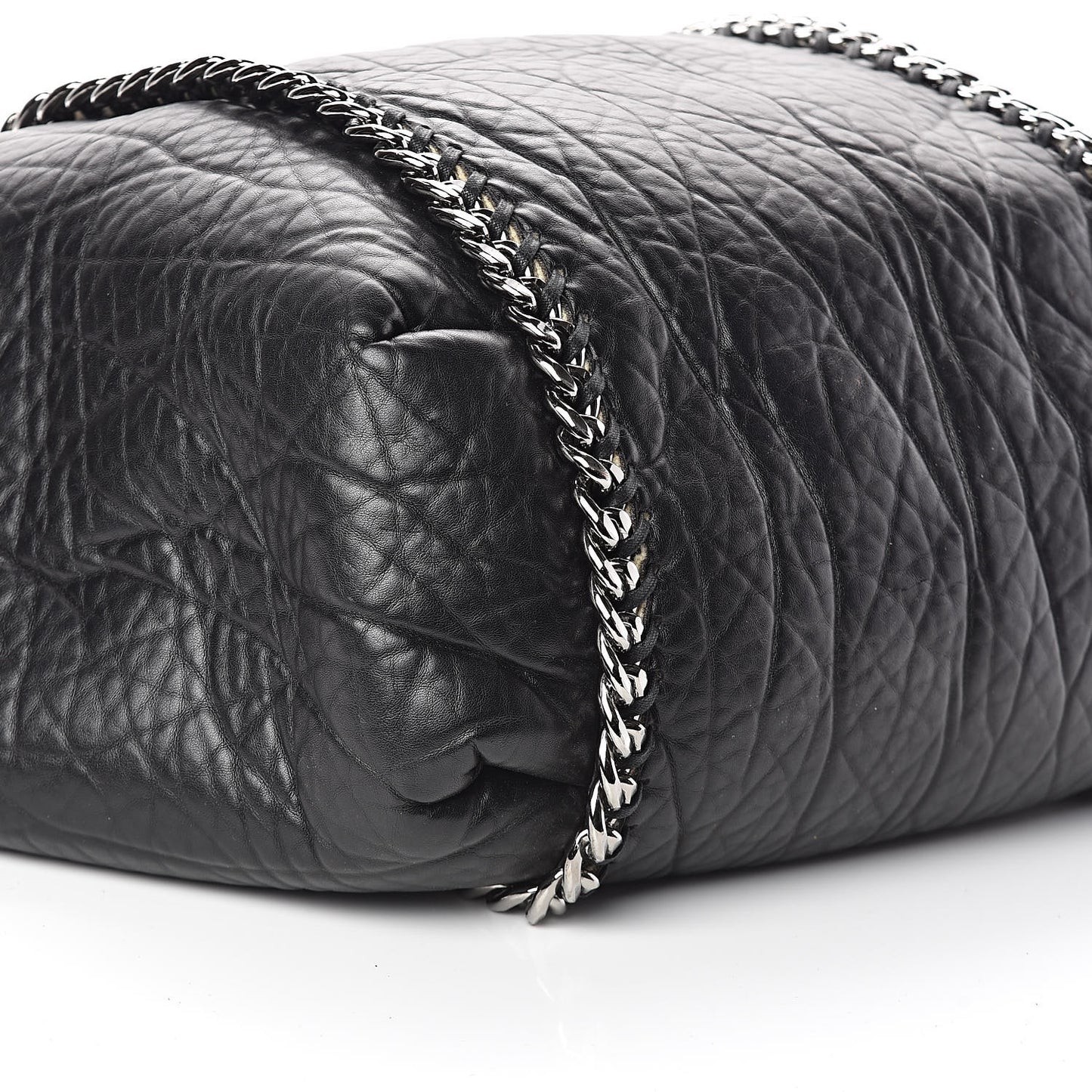 Faux Shearling Chain Falabella Tote Black