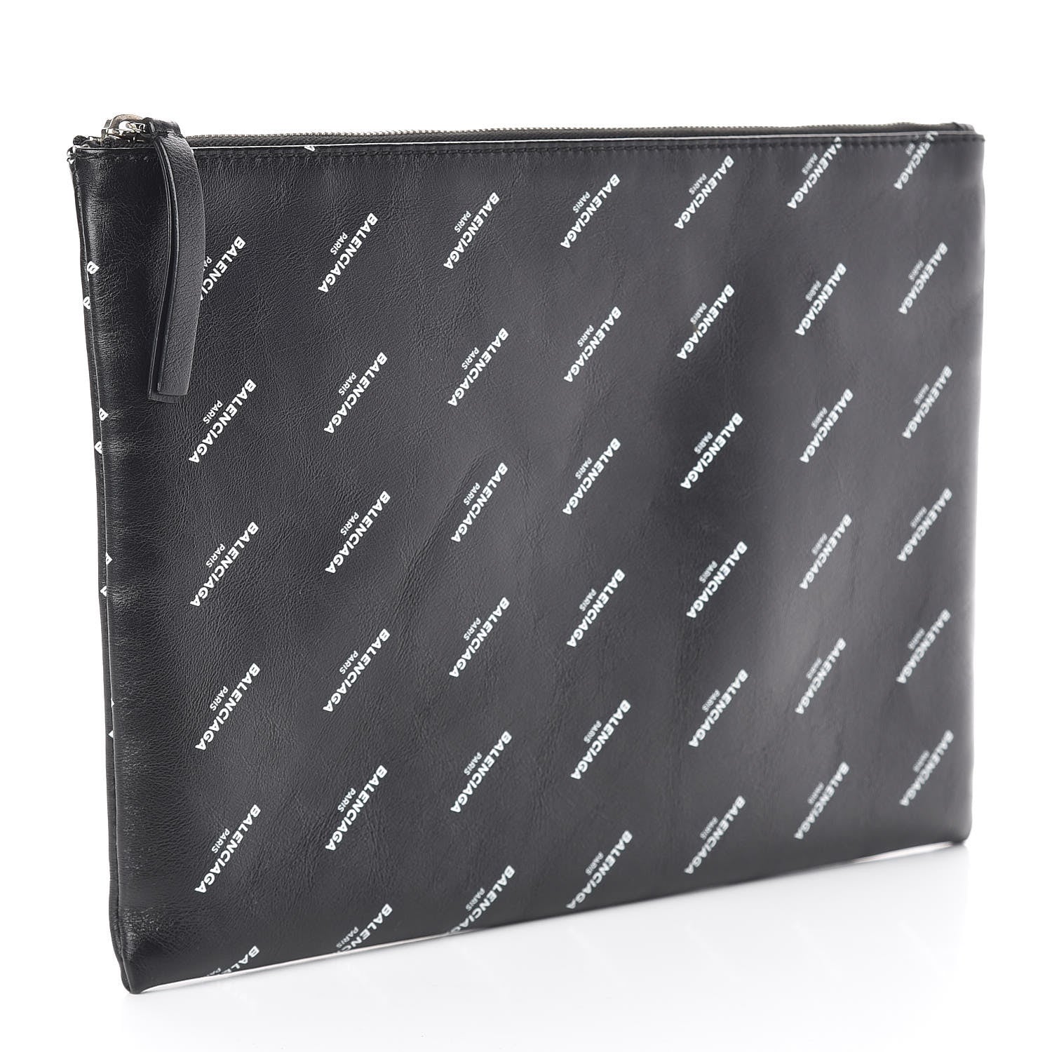 Balenciaga Calfskin Allover Logo Medium Clip Pouch Black 3 of 8