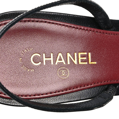 Chanel Goatskin CC Caged Sandals 37 Black 7 of 8