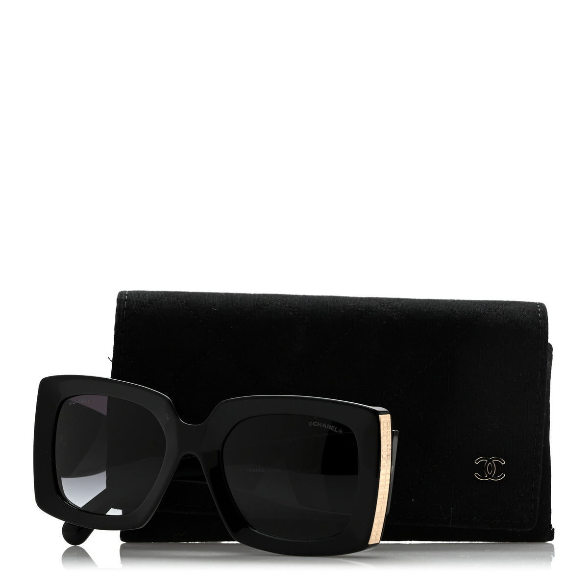 Chanel Acetate Rectangle Sunglasses 5435 Black 8 of 8