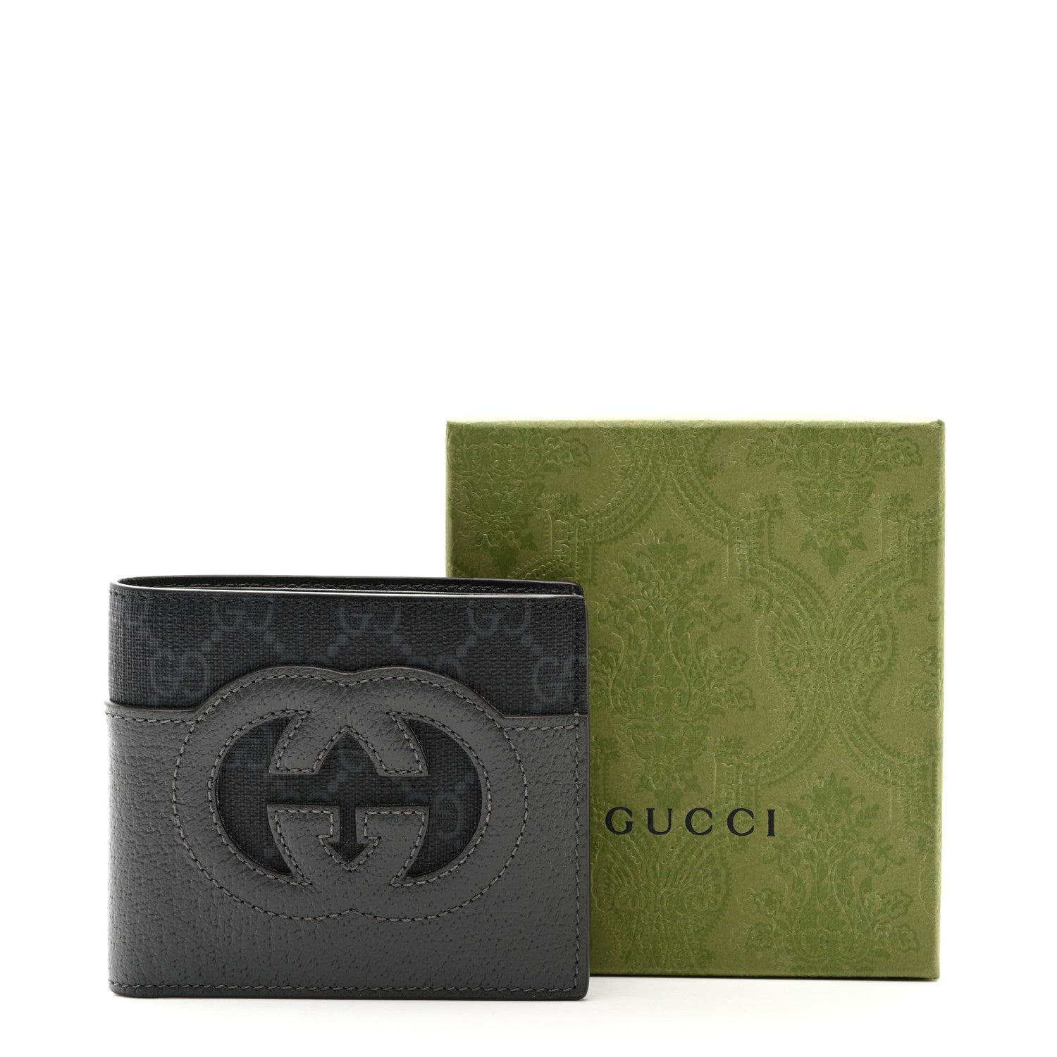 Gucci GG Supreme Monogram Azalea Calfskin Retro Interlocking G Bi-Fold Wallet Black 7 of 7