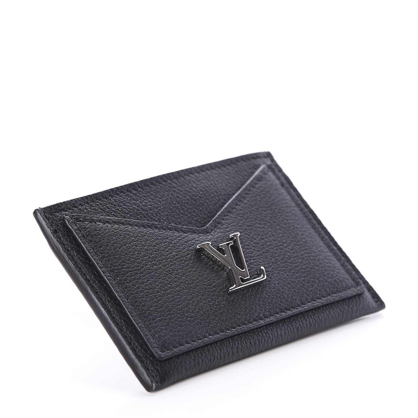 Calfskin Lockme Card Holder Black