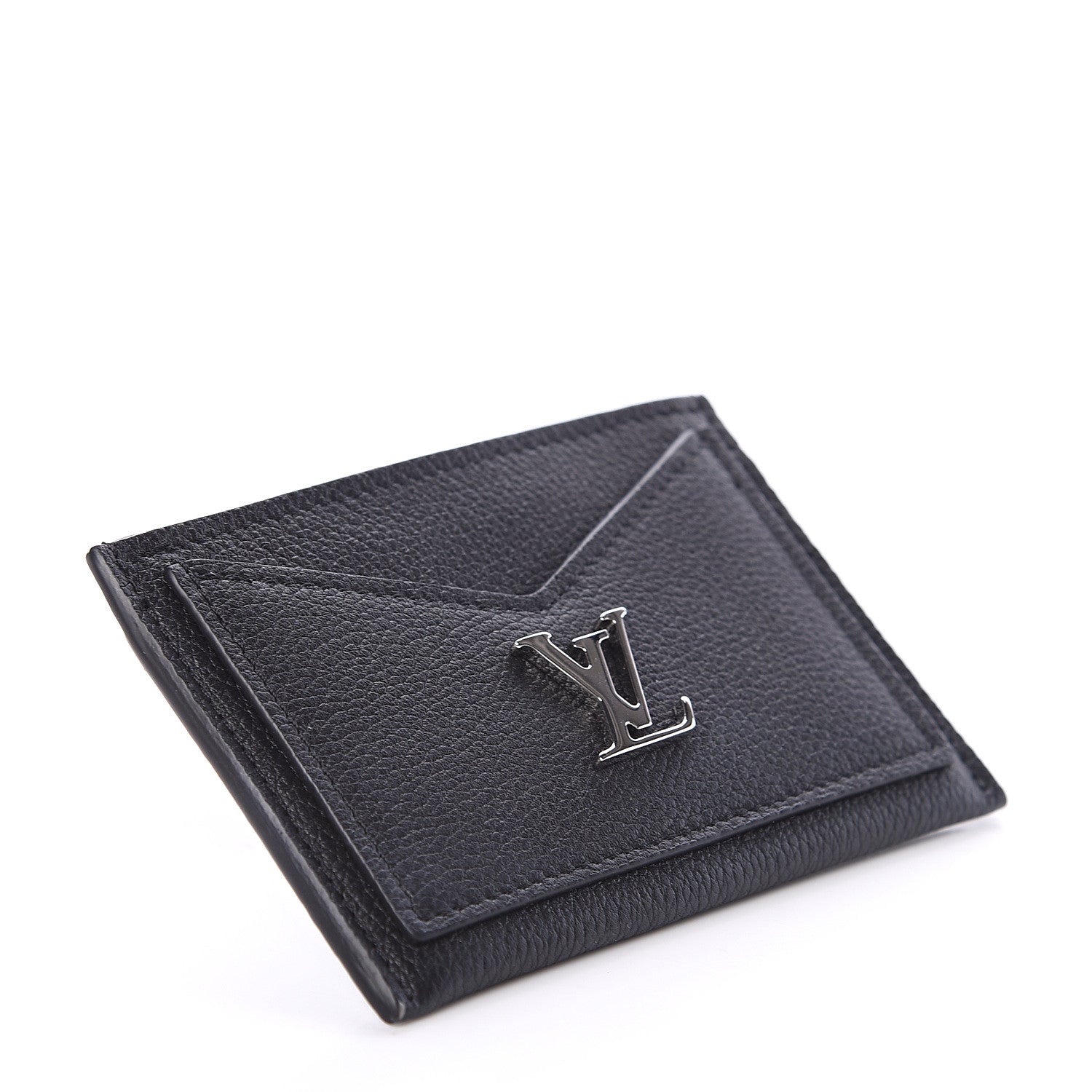 Louis Vuitton Calfskin Lockme Card Holder Black 3 of 5
