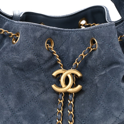Chanel Suede Quilted Medium Chanel 25 Handbag Blue 12 of 14