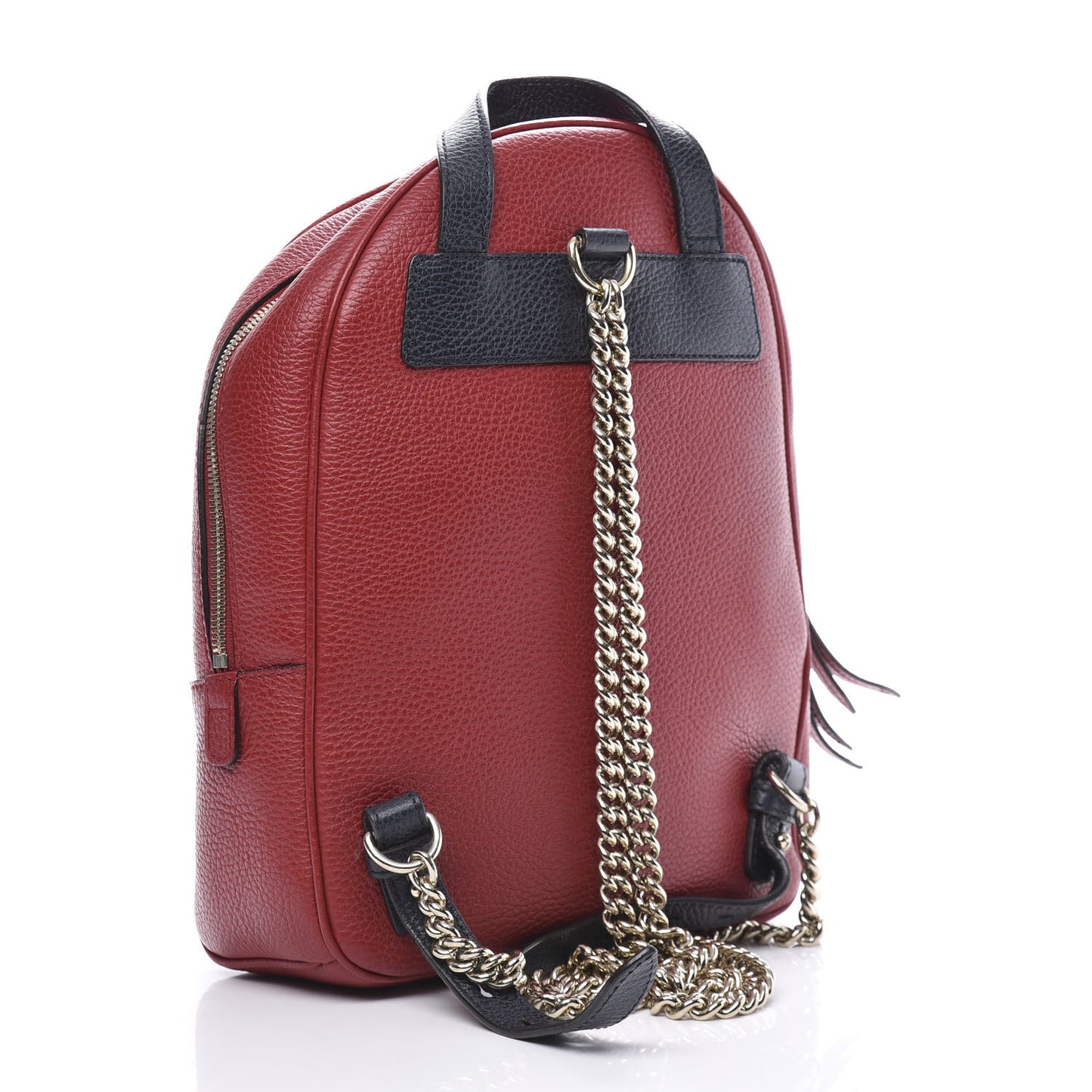 Pebbled Calfskin Bi-Color Soho Chain Backpack Red Navy