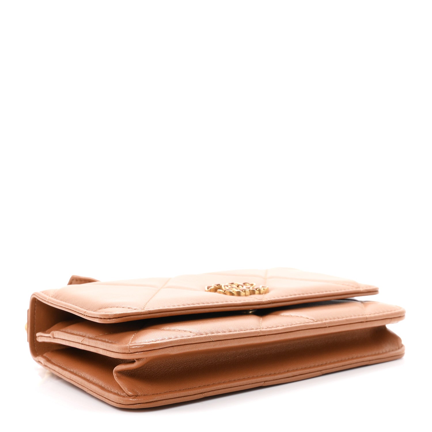 Chanel Lambskin Quilted Chanel 19 Wallet On Chain WOC Brown 4 of 12