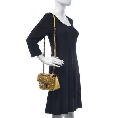 Gucci Metallic Calfskin Matelasse Studded Mini Pearly GG Marmont Shoulder Bag Gold 2 of 7