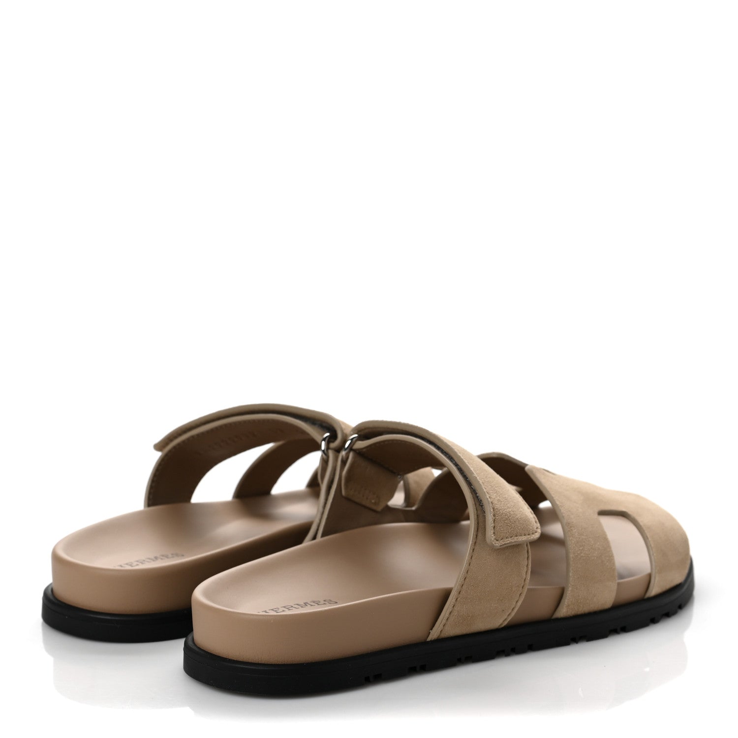 Hermes Suede Goatskin Womens Chypre Sandals 37 Beige Argile 4 of 9