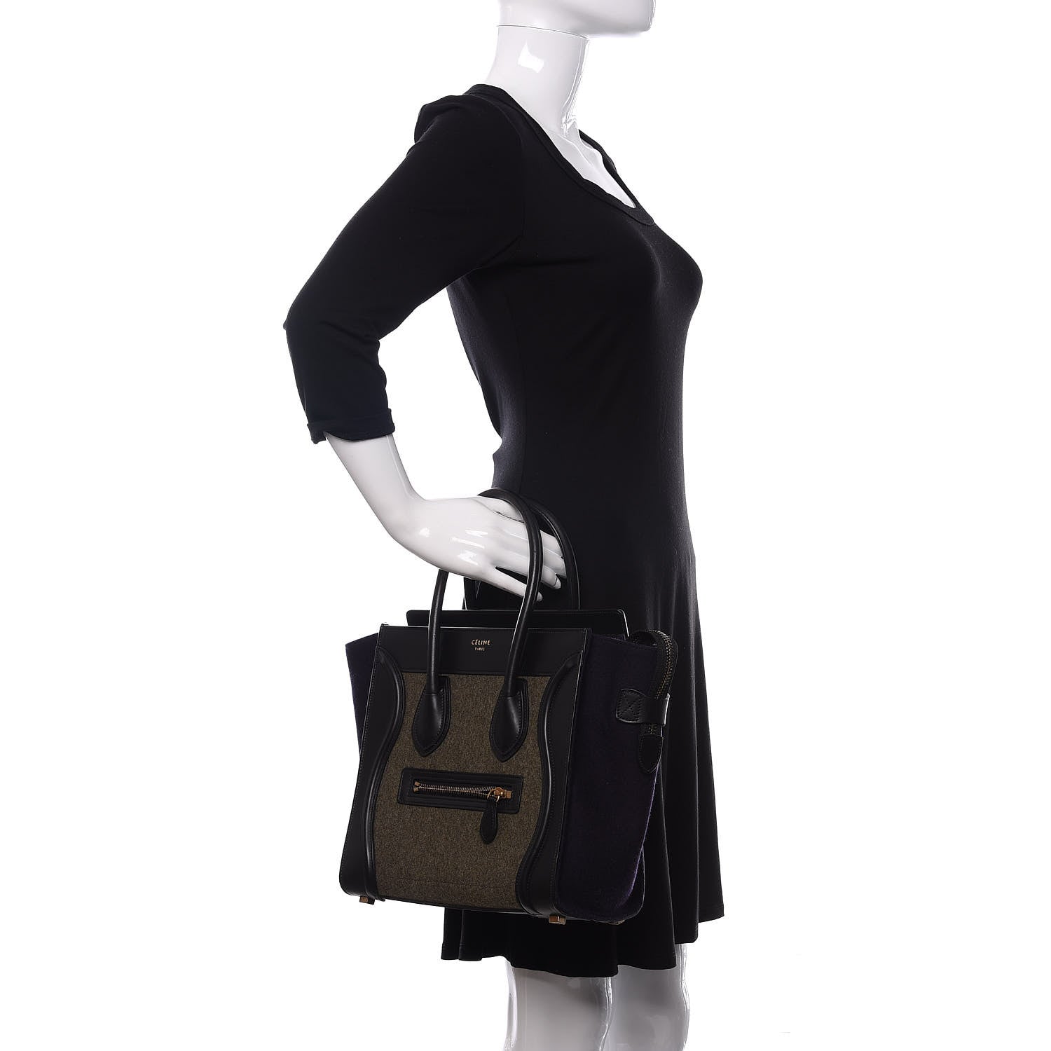 Celine Felt Smooth Calfskin Micro Tri-Color Luggage Khaki 2 of 10
