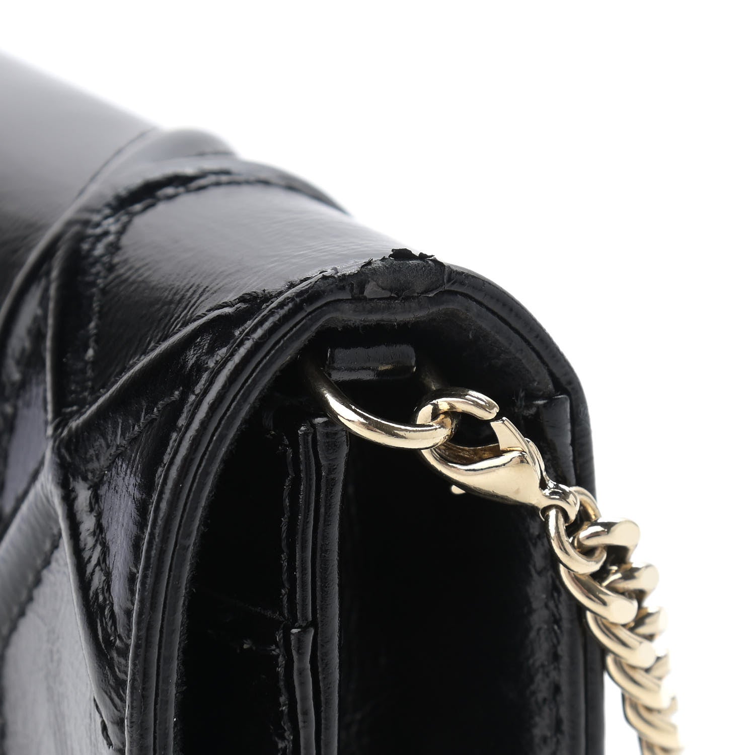 Christian Dior Crinkled Calfskin Diorama Wallet on Chain Pouch Black 10 of 11