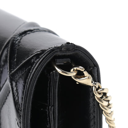 Christian Dior Crinkled Calfskin Diorama Wallet on Chain Pouch Black 10 of 11