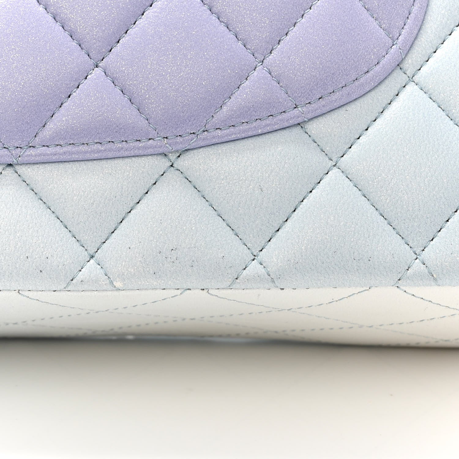 Chanel Perforated Lambskin Quilted Medium Double Flap Light Blue Light Purple White 12 of 14