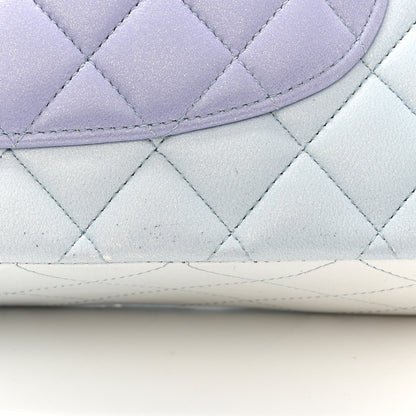 Chanel Perforated Lambskin Quilted Medium Double Flap Light Blue Light Purple White 12 of 14
