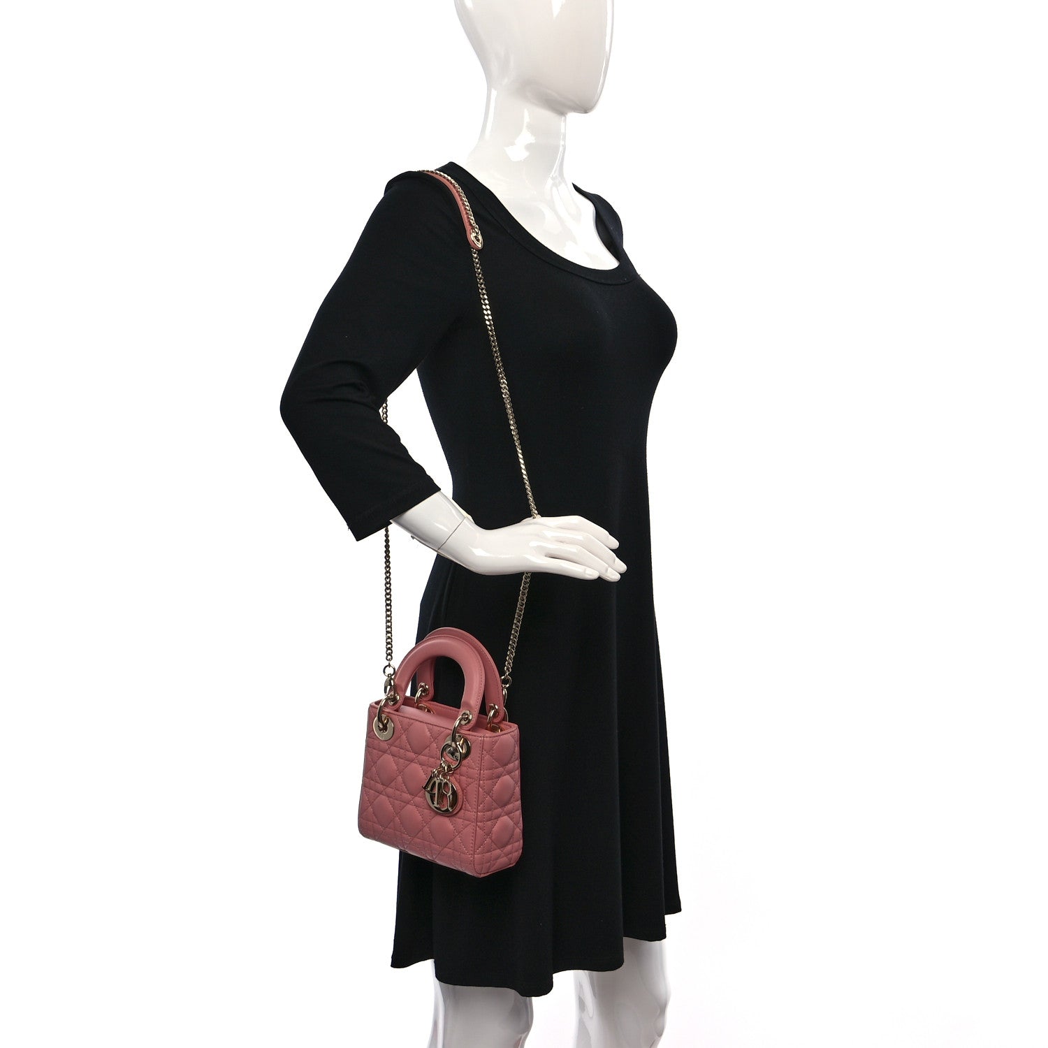 Christian Dior Lambskin Cannage Mini Lady Dior Pink 2 of 9