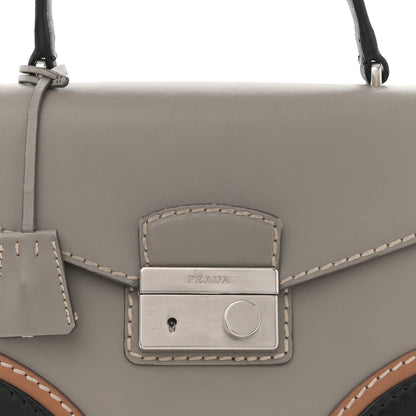 Prada Vitello Tri-Color Medium Sound Top Handle Satchel Grigio Black 7 of 15
