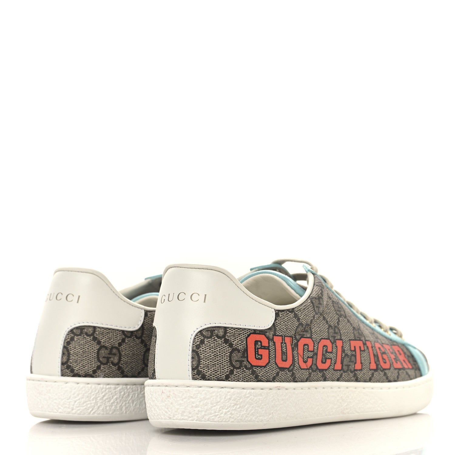 Gucci GG Supreme Monogram Gucci Tiger Womens Ace Sneakers 37.5 Beige Blue Red 5 of 9