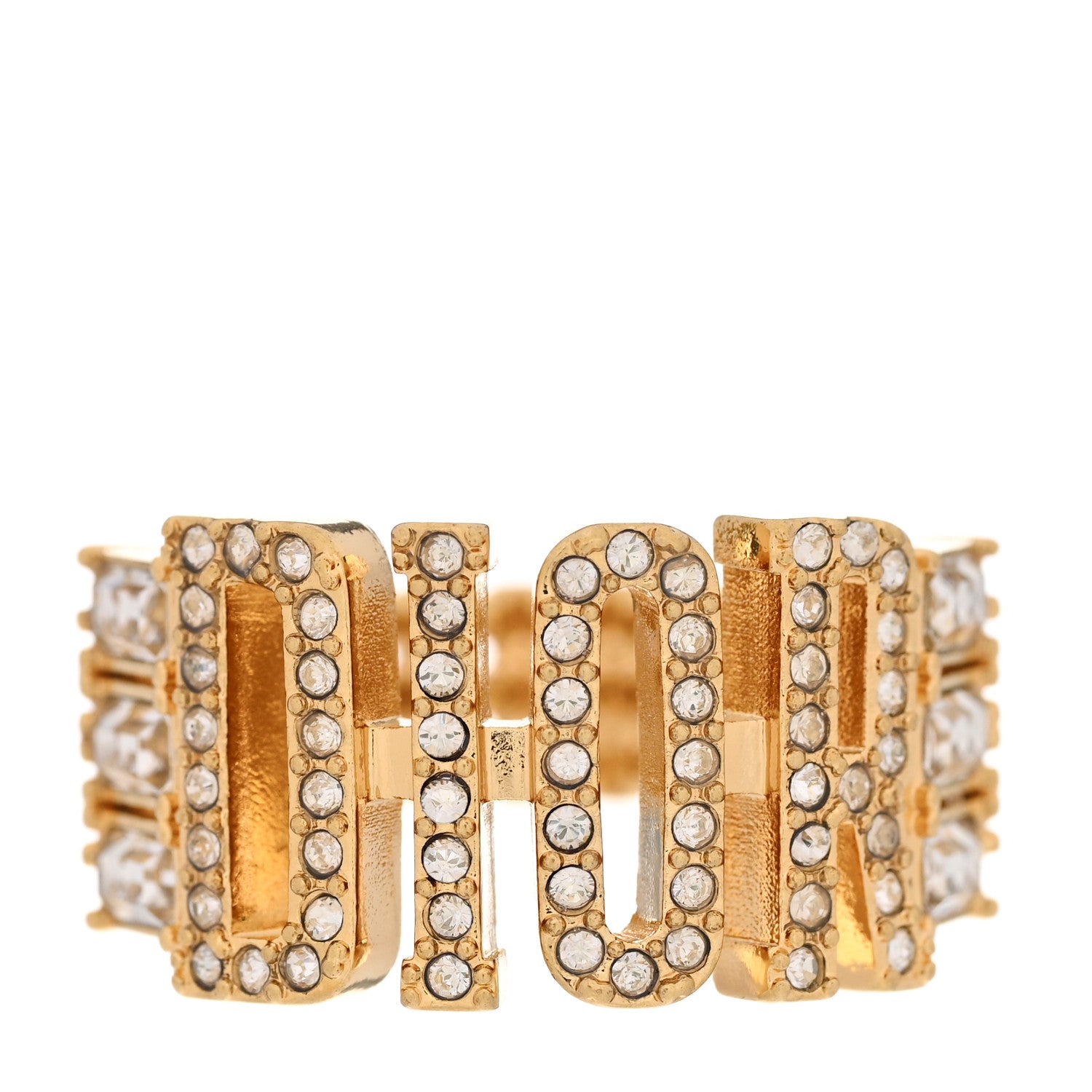 Christian Dior Metal Crystal DIO(R)EVOLUTION Ring 52/6 Gold 1 of 6