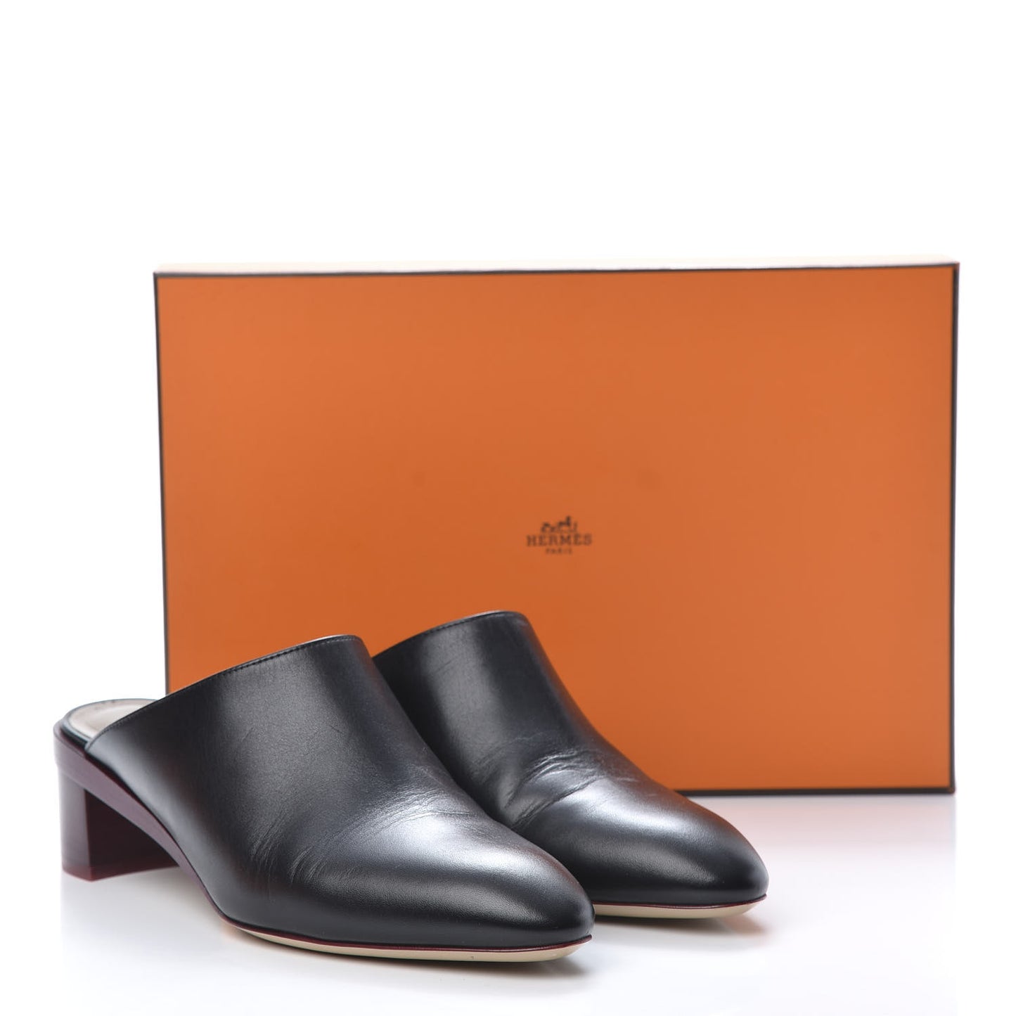 Calfskin Reveuse Mules 38 Black