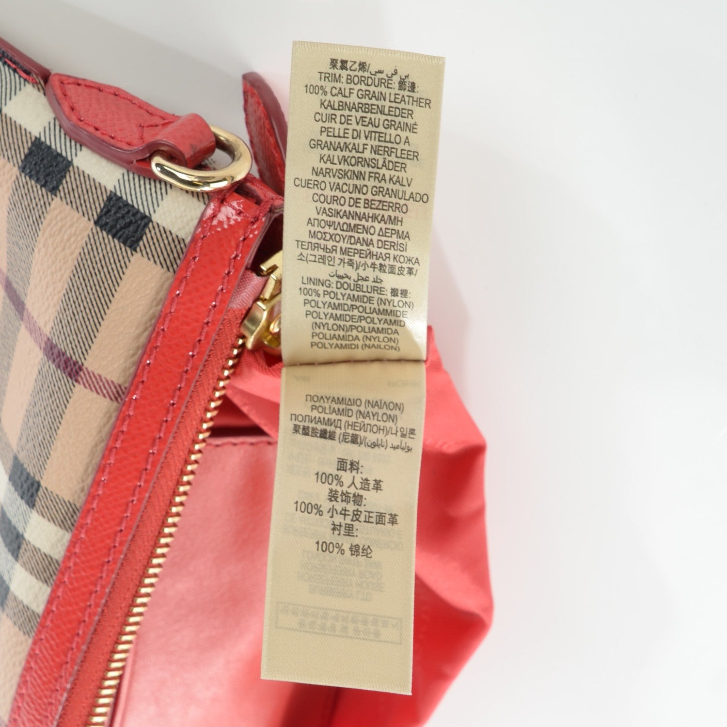 Burberry Haymarket Check Small Peyton Crossbody Clutch Bag Coral Red 3 of 11