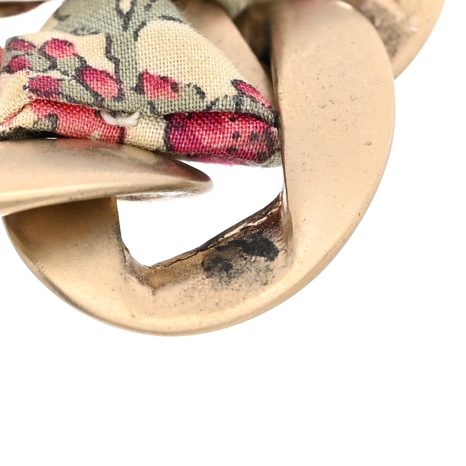 Chanel Fabric Floral Chain Link CC Chain Bracelet Gold Pink Multicolor 7 of 7