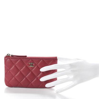 Chanel Lambskin Quilted Small Cosmetic Case Dark Pink 2 of 10