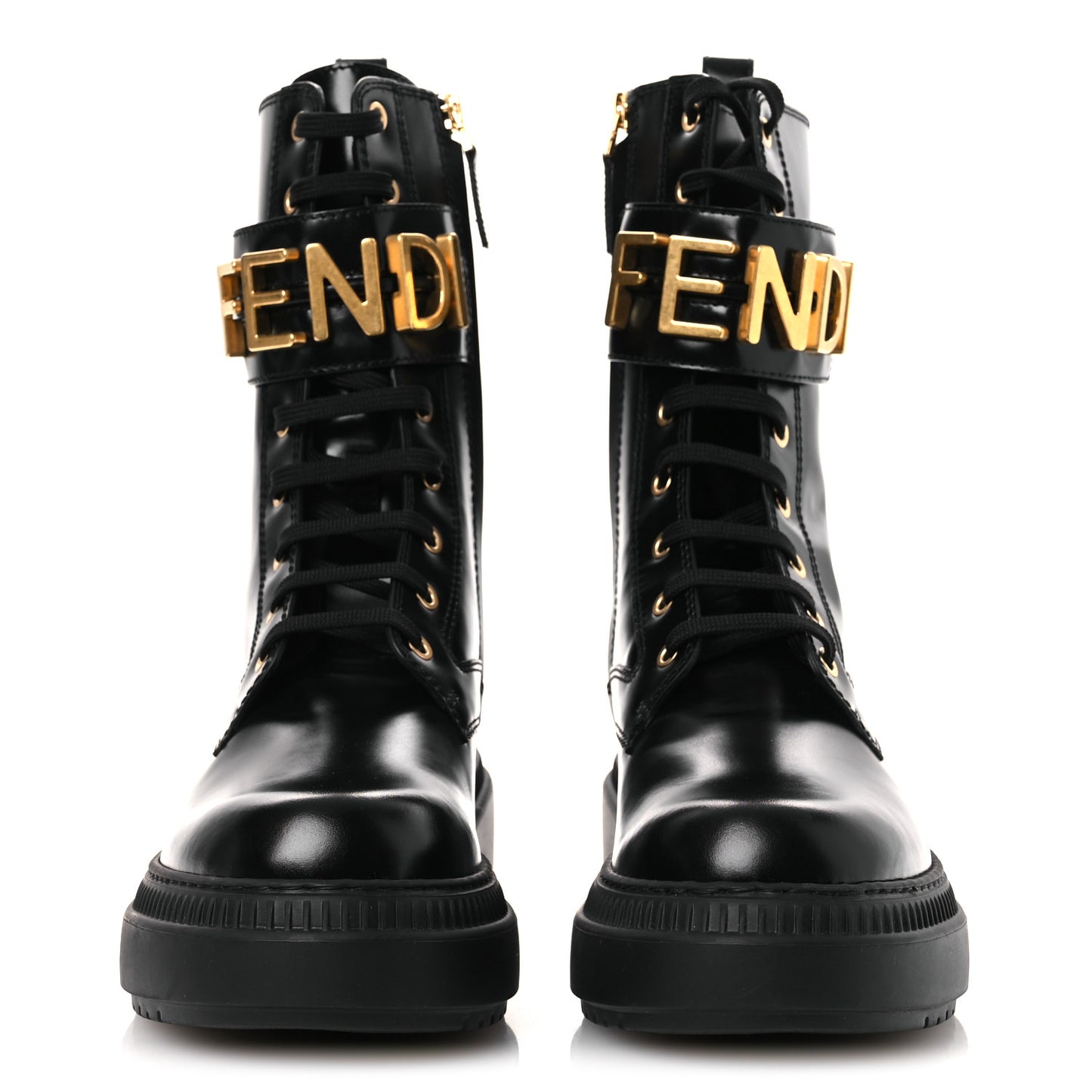 Vitello Abrasivato Fendigraphy 50mm Biker Boots Black 40 Black