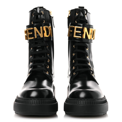 Fendi Vitello Abrasivato Fendigraphy 50mm Biker Boots Black 40 Black 3 of 13