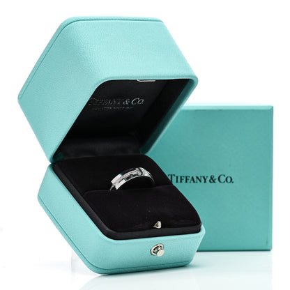 Tiffany 18K White Gold Diamond Wide T Two Ring 60 9 5 of 5
