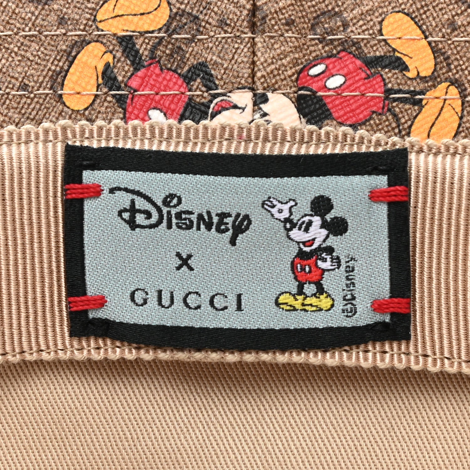 Gucci X DISNEY Mini Vintage GG Supreme Monogram Mickey Mouse Trent Bucket Hat XL Beige Ebony Yellow 6 of 9