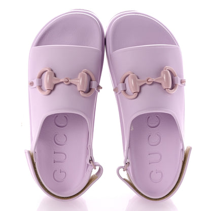Gucci Soft Rubber Horsebit Touch Womens Strapped Sandals 40 Talc Pink 2 of 9