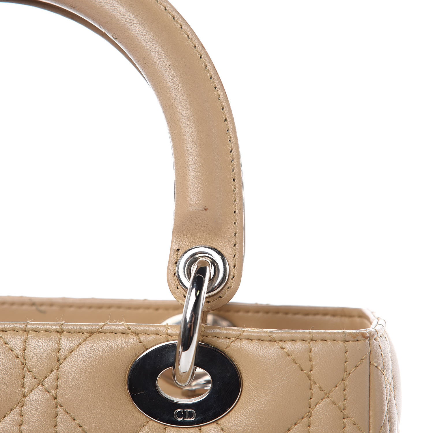 Christian Dior Lambskin Cannage Medium Lady Dior Beige 13 of 19