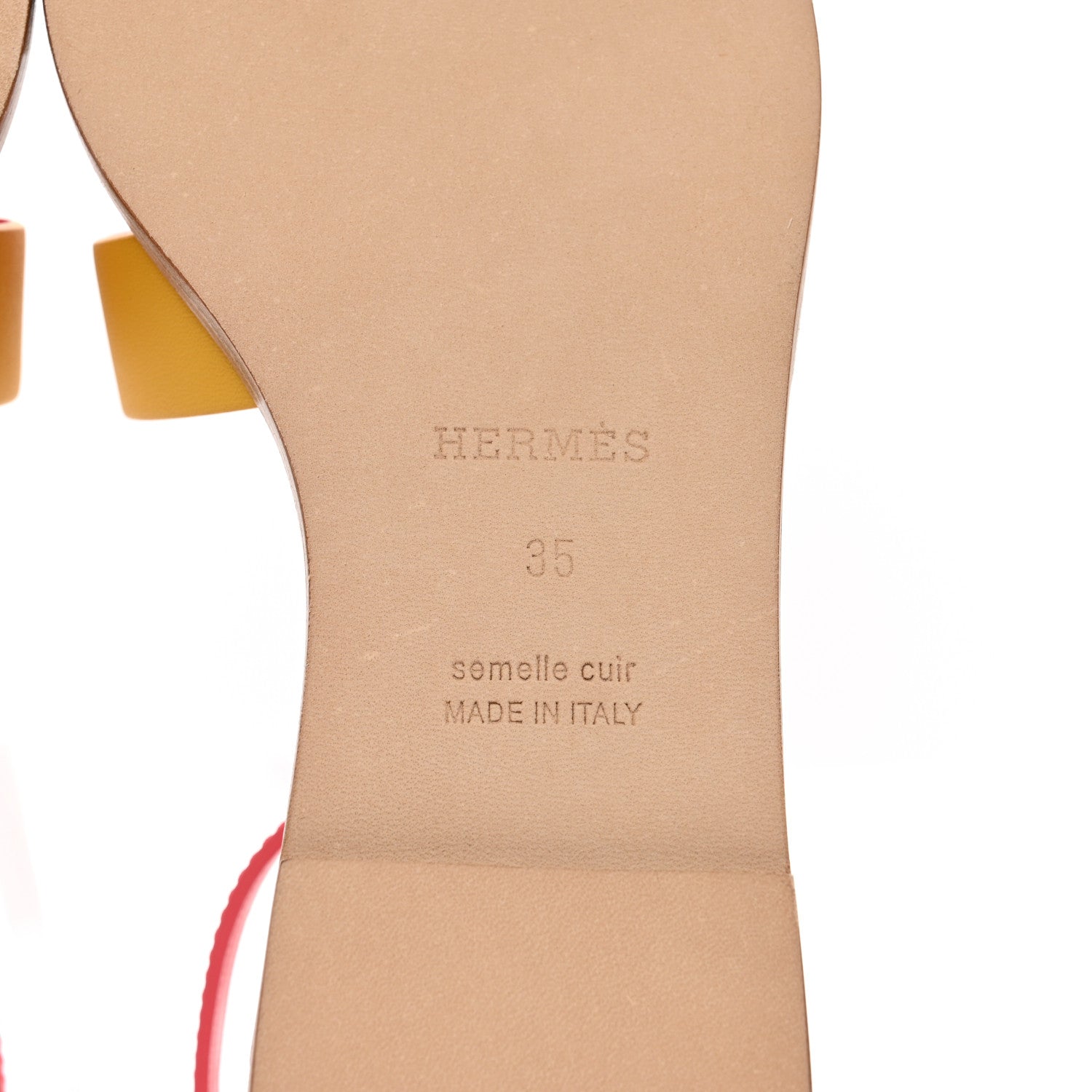 Hermes Calfskin Santorini Sandals 35 Jaune Sable Rose 6 of 8