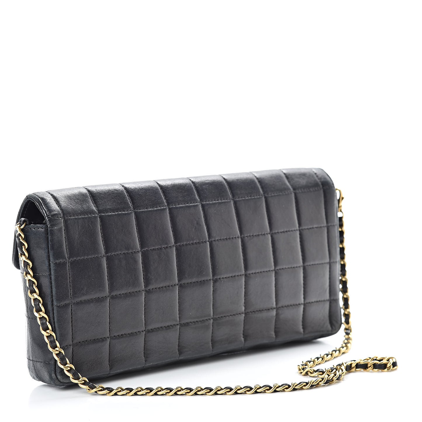 Lambskin East West Chocolate Bar Flap Black