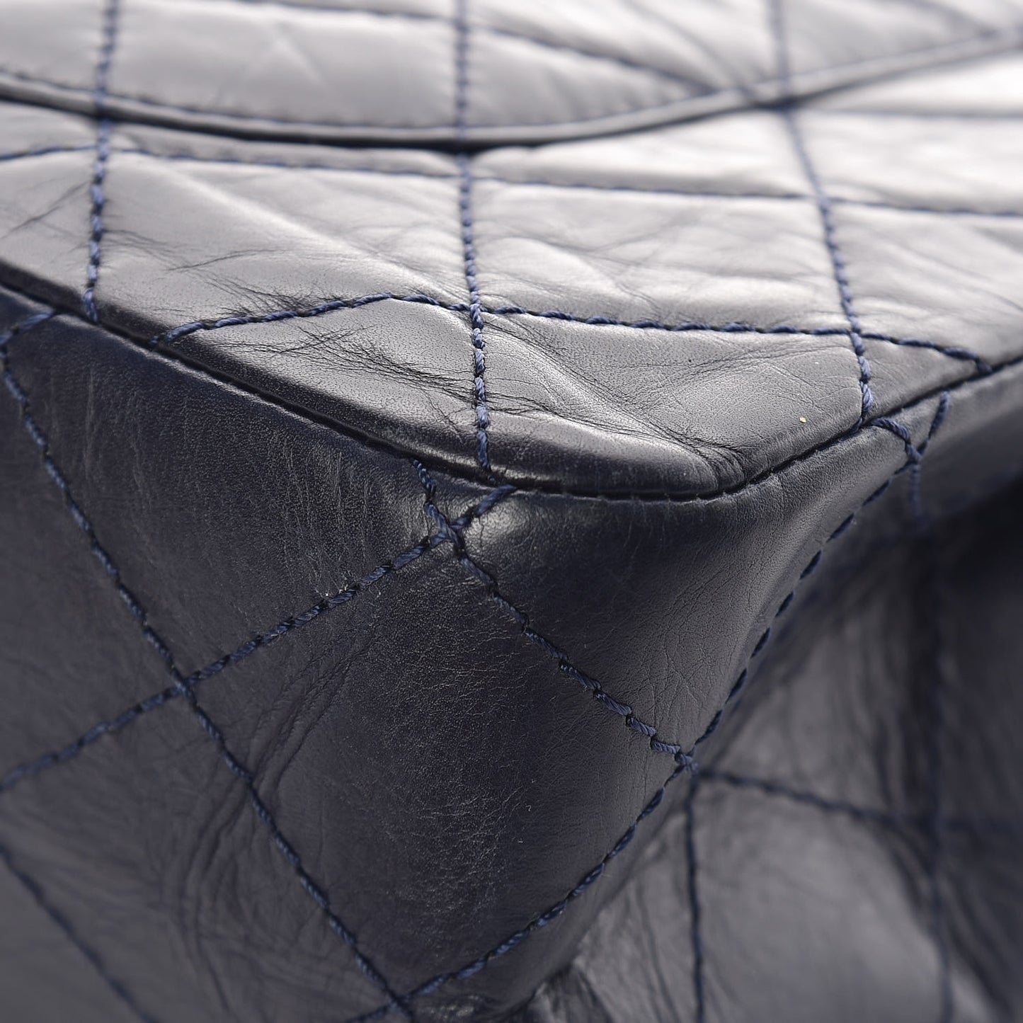 Aged Calfskin Quilted 2.55 Reissue 227 Flap Navy Blue