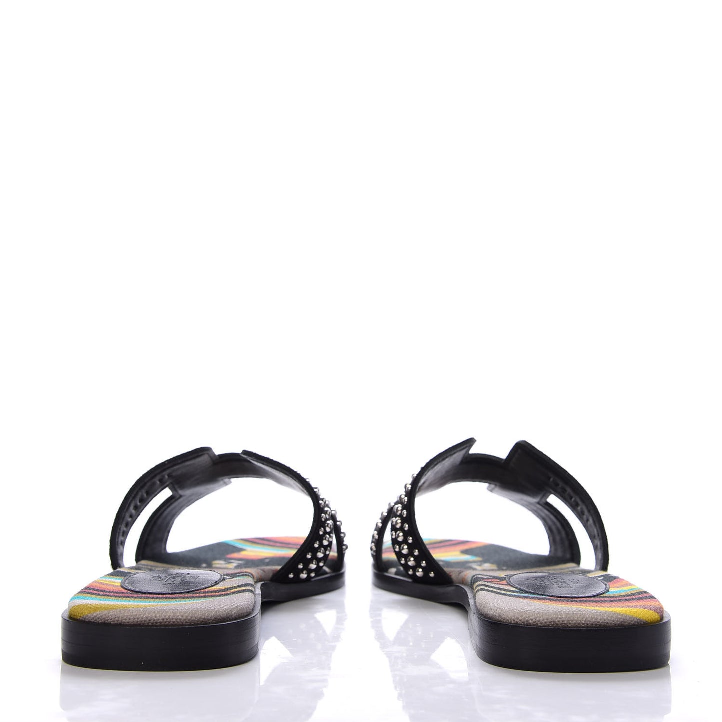 Suede Goatskin Studded Oran Sandals 36 Black