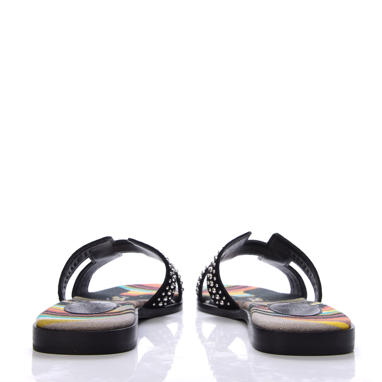 Hermes Suede Goatskin Studded Oran Sandals 36 Black 6 of 10