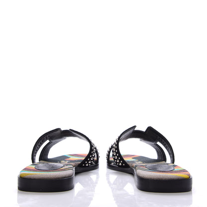 Hermes Suede Goatskin Studded Oran Sandals 36 Black 6 of 10