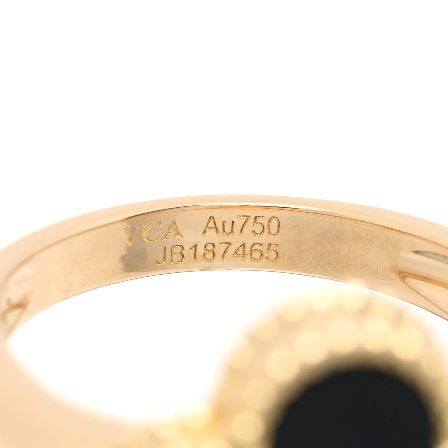 Van Cleef & Arpels 18K Yellow Gold Black Onyx Diamond Vintage Alhambra Ring 49 4.75 4 of 4