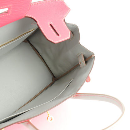 Hermes Chevre Mysore Bi-Color Horseshoe Birkin 30 Rose Lipstick Gris Perle 7 of 25