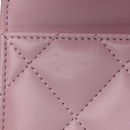 Chanel Lambskin Quilted Logo WOC Wallet On Chain Pink 13 of 17