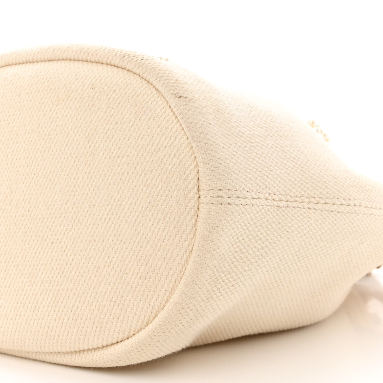 Chanel Canvas Pearl Deauville Drawstring Bucket Bag Ecru Beige 10 of 12