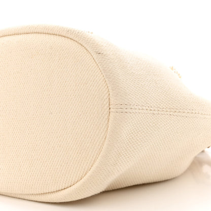Chanel Canvas Pearl Deauville Drawstring Bucket Bag Ecru Beige 10 of 12