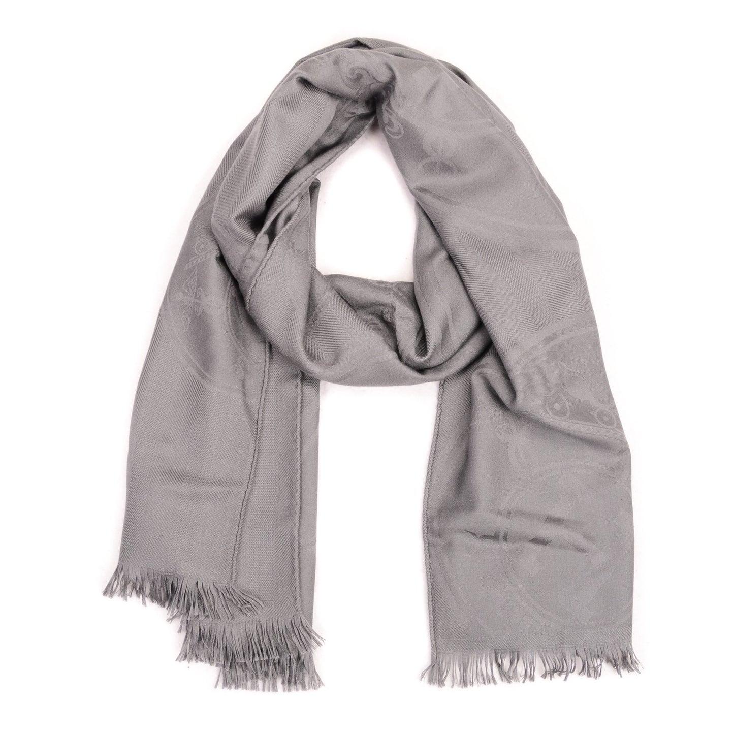 Cashmere Silk Jacquard New Libris Scarf Gris Souris