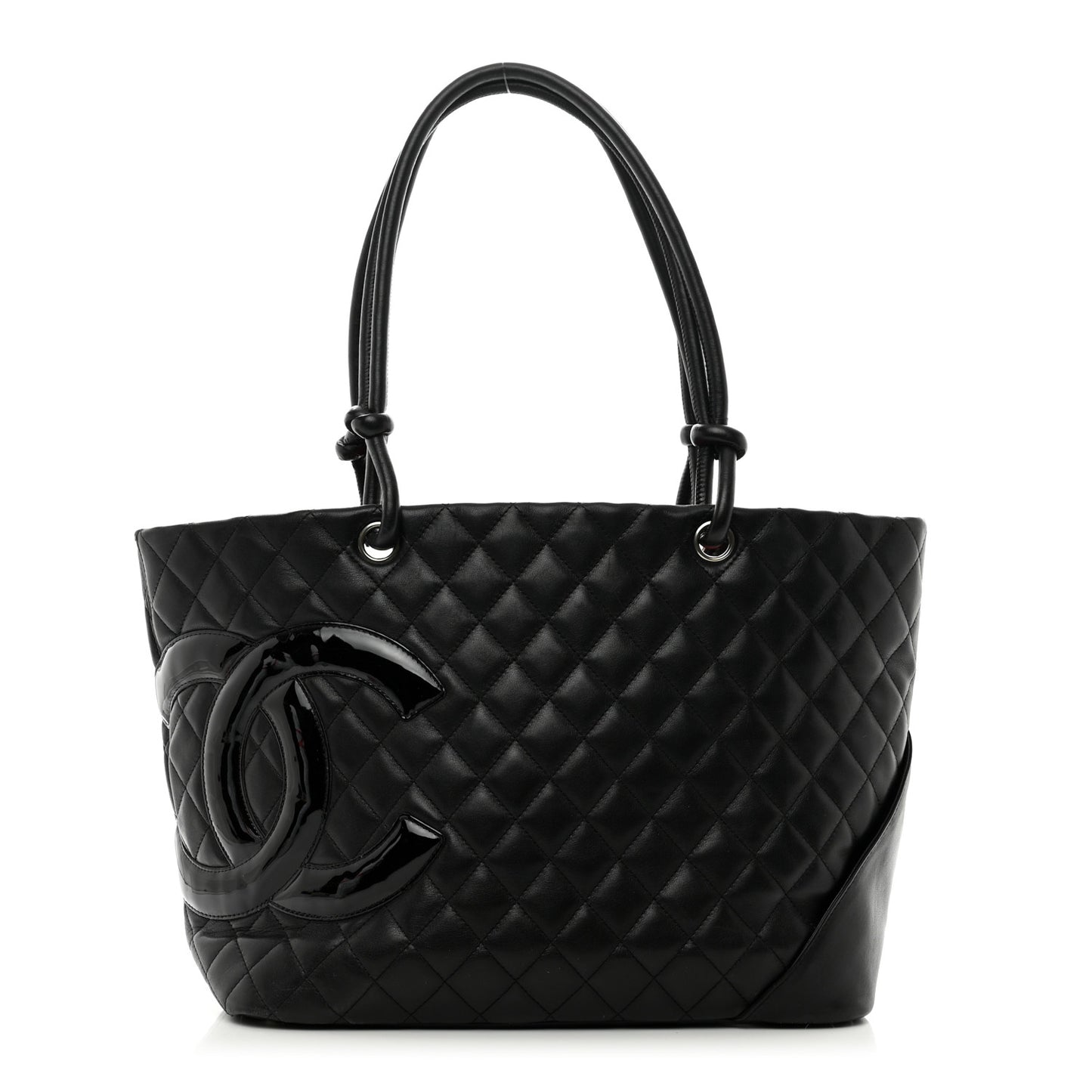Calfskin Quilted Large Cambon Tote Black