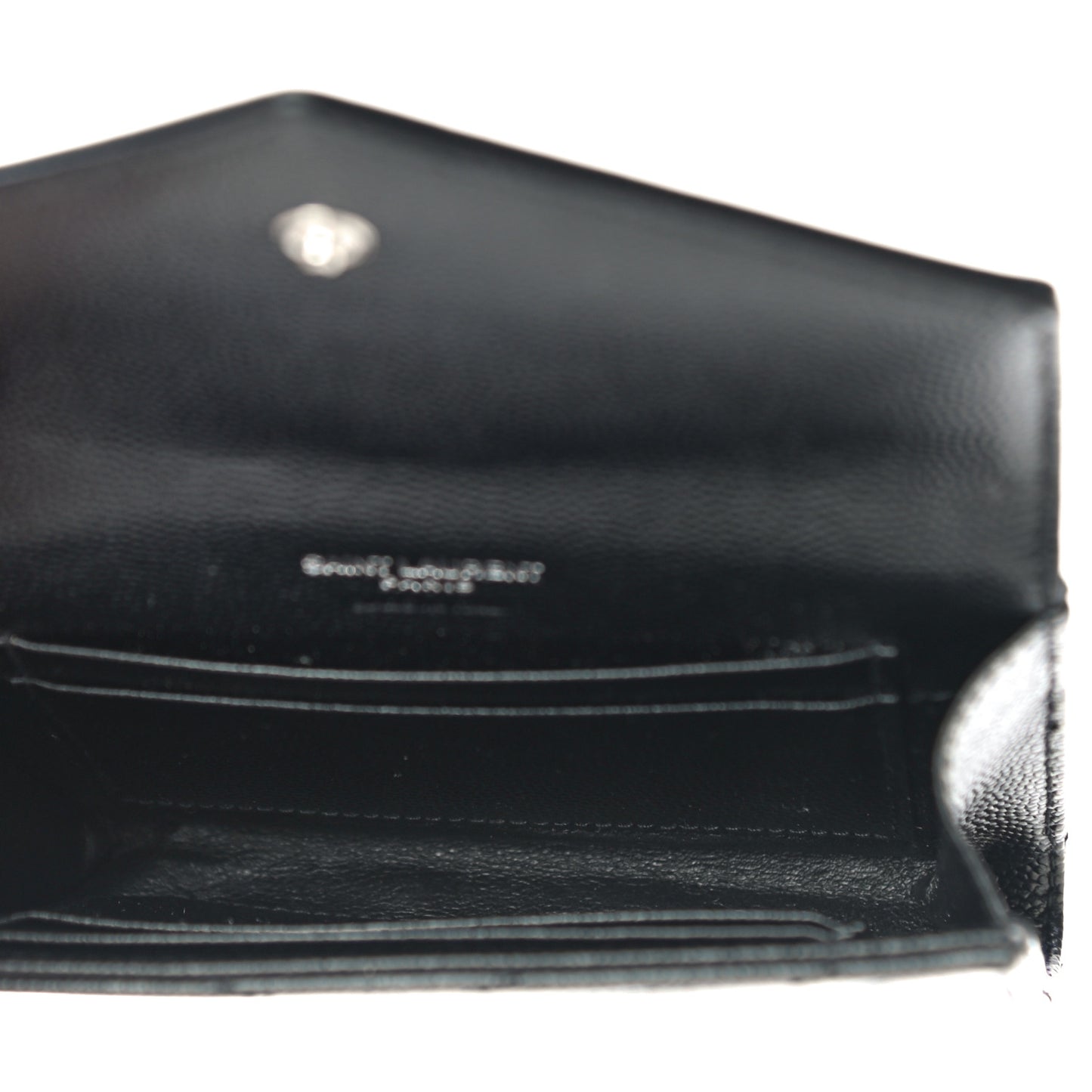 Grain De Poudre Matelasse Chevron Small Monogram Envelope Wallet Black