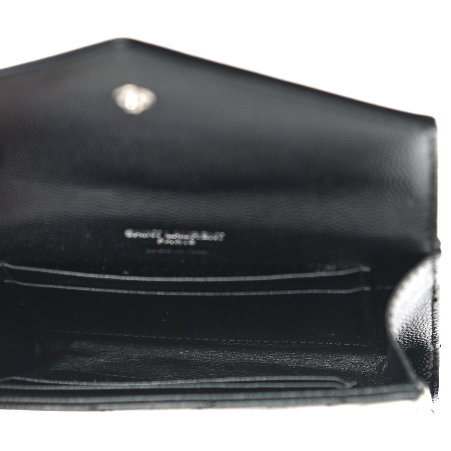 Saint Laurent Grain De Poudre Matelasse Chevron Small Monogram Envelope Wallet Black 5 of 9